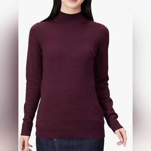 Amazon Essentials 100% Cotton Rolled Mock Neck Burgundy Sweater New W/Tags Sz.M